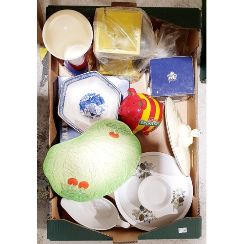 120 - Two boxes of ceramics including Rington's, Beswick and Portmeirion No shipping. Arrange collection o... 