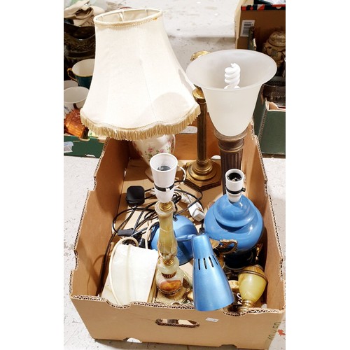 121 - A box of lamps. No shipping. Arrange collection or your own packer and shipper, please. Electricals ... 