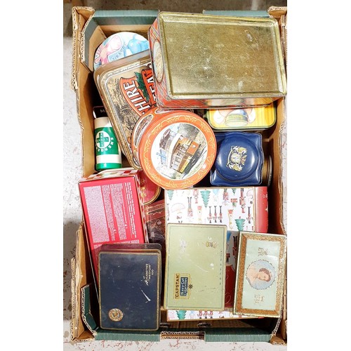 123 - A box of vintage and later tins. UK shipping £14.