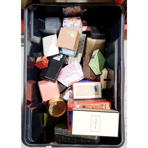 124 - A box of jewellery boxes. No shipping. Arrange collection or your own packer and shipper, please. El... 