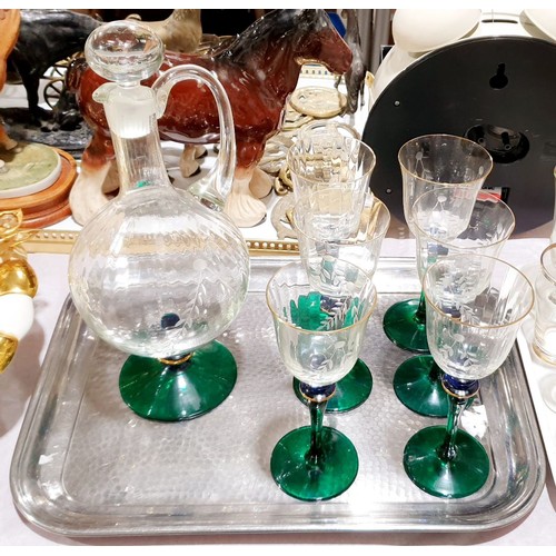 131 - A vintage decanter and glasses. No shipping. Arrange collection or your own packer and shipper, plea... 