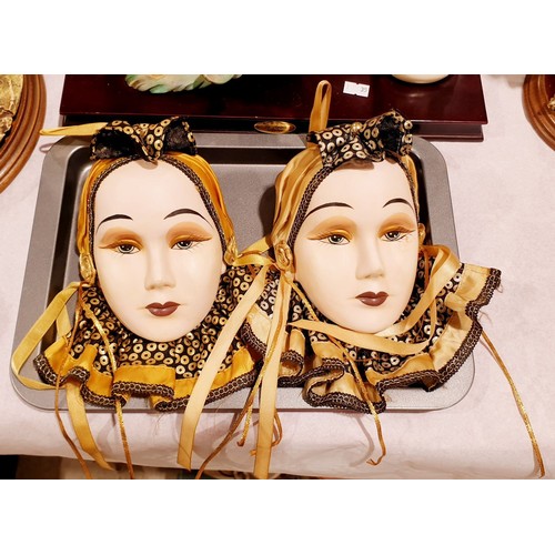 134 - A pair of ceramic wall masks, length 8