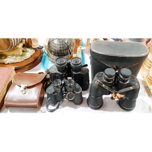 161 - A pair of vintage Carl Zeiss 8x30 binoculars together with two other pairs of binoculars. UK shippin... 