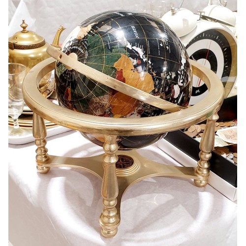 170 - A Gem globe on a brass stand, height 12.5