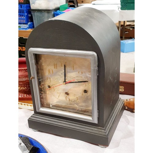 196 - A homemade quartz mantel clock, height  12.5