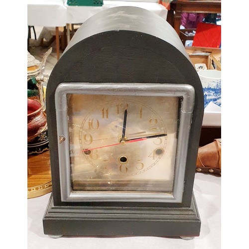 196 - A homemade quartz mantel clock, height  12.5