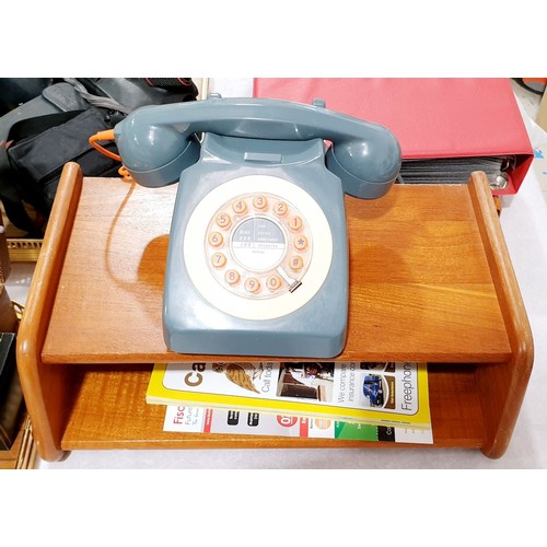 213 - A retro telephone shelf and a reproduction telephone. No shipping. Arrange collection or your own pa... 