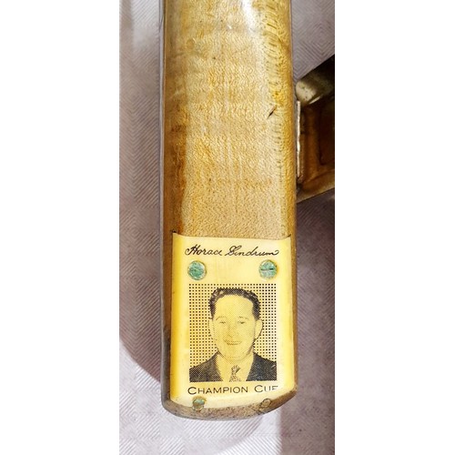 232 - A vintage cased Horace Lindrum two piece snooker cue. No shipping. Arrange collection or your own pa... 