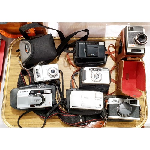 241 - A selection of cameras including an Olympus 35RC. UK shipping £14.