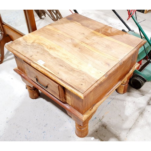 257 - A rustic coffee table with drawer under, width 23.75