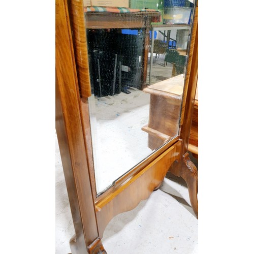 258 - A 1920s cheval mirror, A/F, height 62.75