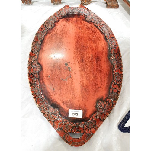 263 - A vintage lacquered Chinese tray, A/F, width 20.5