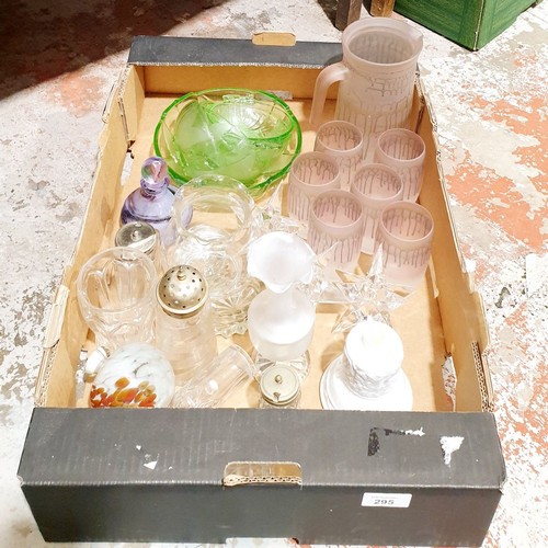 295 - A box of glassware. No shipping. Arrange collection or your own packer and shipper, please. Electric... 