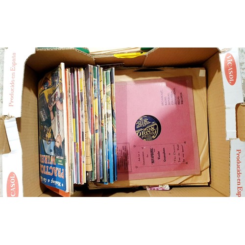 297 - Two boxes of Jazz 78s and Practical Wireless magazine. No shipping. Arrange collection or your own p... 