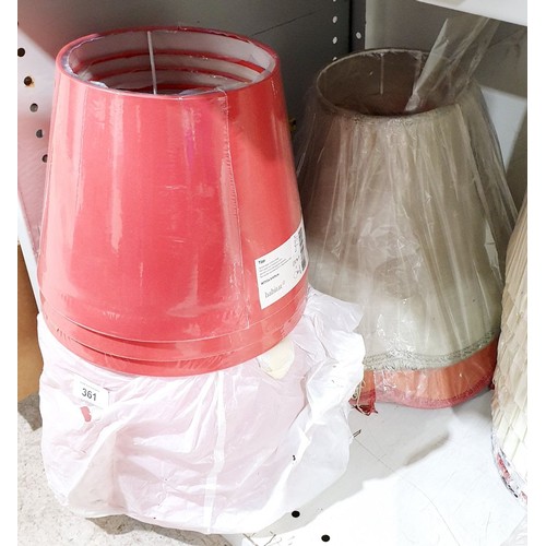 361 - Two lots of lampshades. No shipping. Arrange collection or your own packer and shipper, please. Elec... 