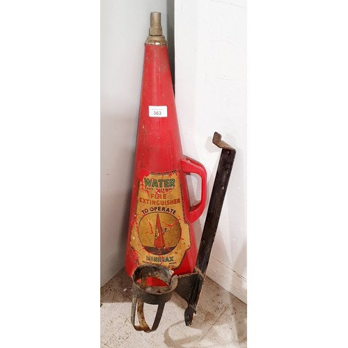 363 - A vintage Minimax fire extinguisher and bracket. No shipping. Arrange collection or your own packer ... 