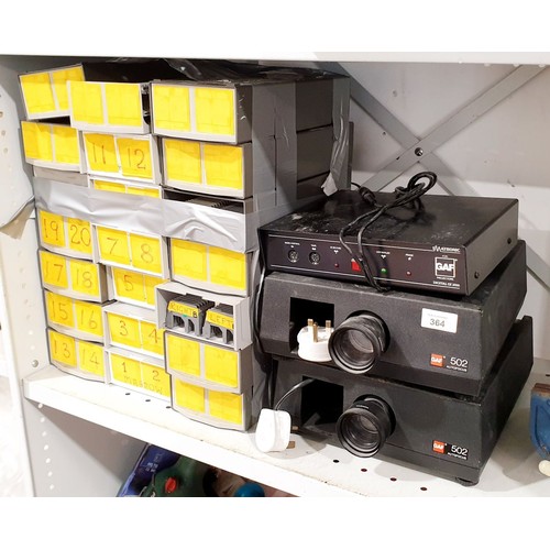 364 - Two projectors and Slide magazines. No shipping. Arrange collection or your own packer and shipper, ... 