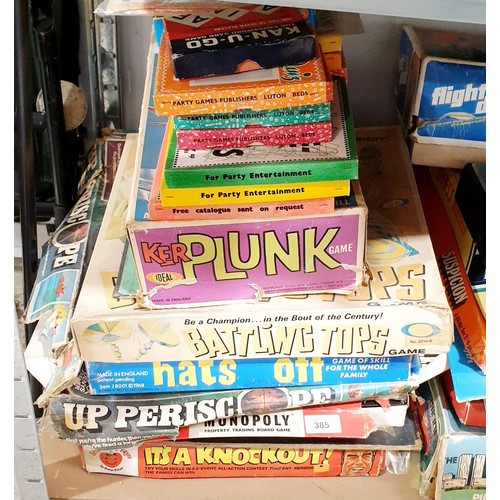 385 - A selection of vintage board games including Kerplunk. No shipping. Arrange collection or your own p... 