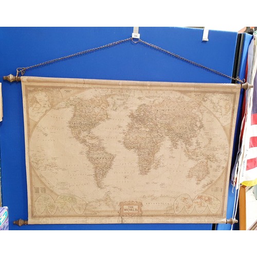 386 - A vintage linen map of the world, 32