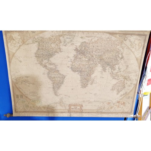 386 - A vintage linen map of the world, 32