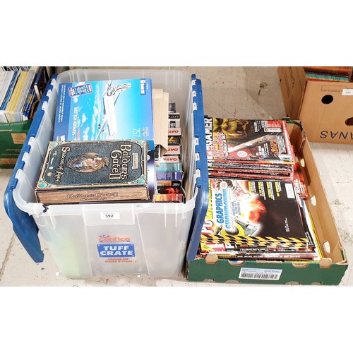 392 - A box of PC games and PC magazines. No shipping. Arrange collection or your own packer and shipper, ... 