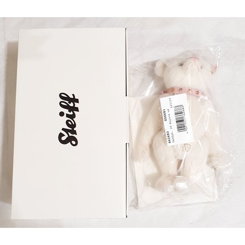 408 - A boxed and sealed Steiff limited edition White Alpaca Bear, 662683, length 10.5