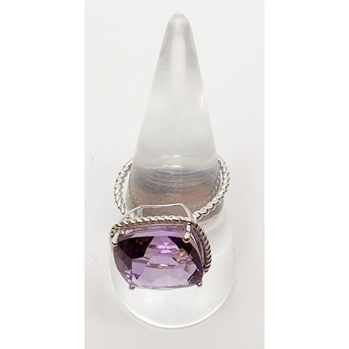 47 - A hallmarked 9ct white gold ring set with ametrine, size O, gross weight 4.6g. UK shipping £14.