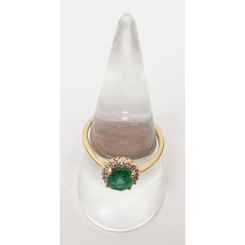 53 - A hallmarked 9ct gold emerald and zircon cluster ring, size P/Q, gross weight 2.6g. UK shipping £14.