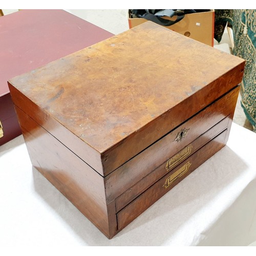 59 - A 19th century burr walnut veneer chemist's / apothecary chest with two drawers and internal compart... 