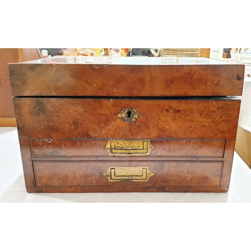 59 - A 19th century burr walnut veneer chemist's / apothecary chest with two drawers and internal compart... 