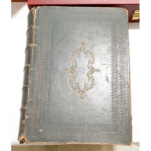 60 - A large Victorian family Bible with leather name plate William Neale 1853, full leather bound, lengt... 