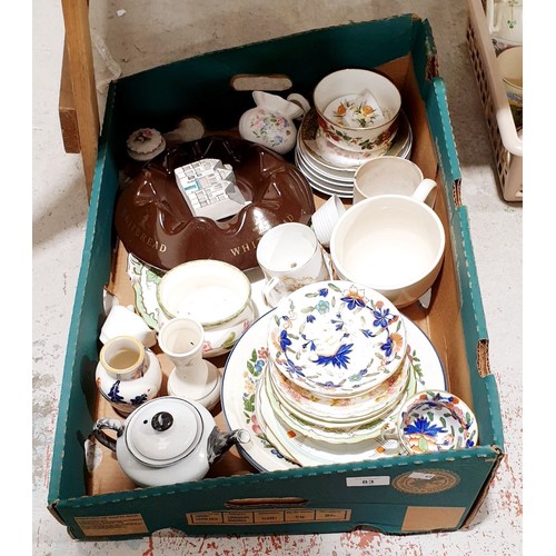 83 - A box of ceramics including a Whitbread ashtray. No shipping. Arrange collection or your own packer ... 