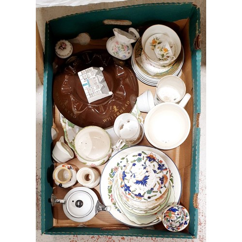 83 - A box of ceramics including a Whitbread ashtray. No shipping. Arrange collection or your own packer ... 