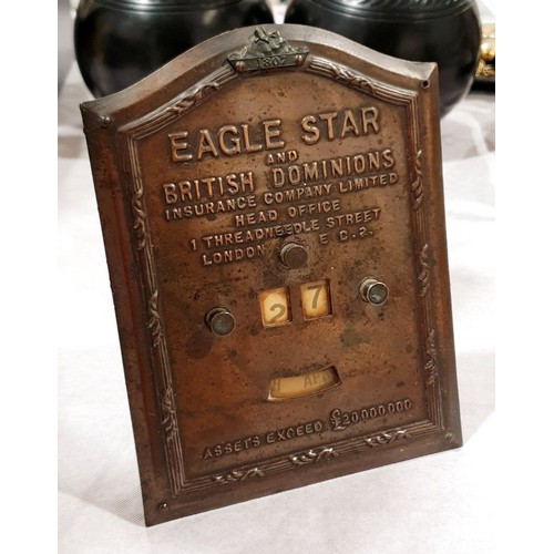 100 - An antique Eagle Star Insurance desk calendar, height 6