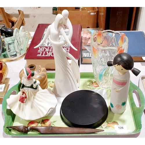 126 - A tray of assorted including a Royal Doulton figure. No shipping. Arrange collection or your own pac... 