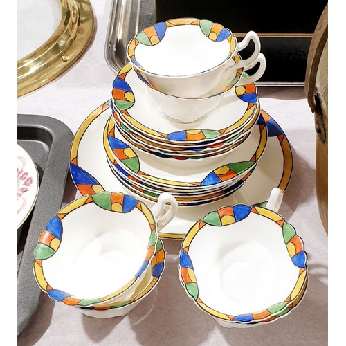 134 - A Royal Doulton Art Deco hand painted part tea service. No shipping. Arrange collection or your own ... 