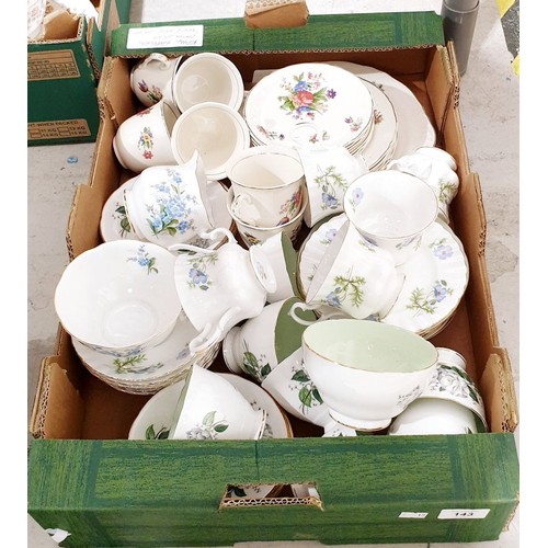 143 - A box of tea wares including Royal Stafford. No shipping. Arrange collection or your own packer and ... 