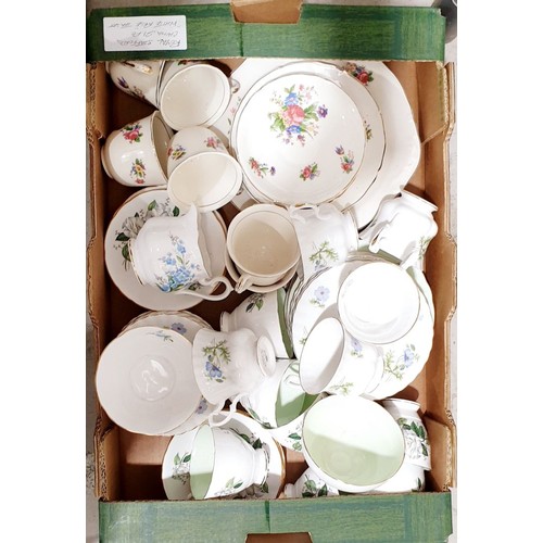 143 - A box of tea wares including Royal Stafford. No shipping. Arrange collection or your own packer and ... 