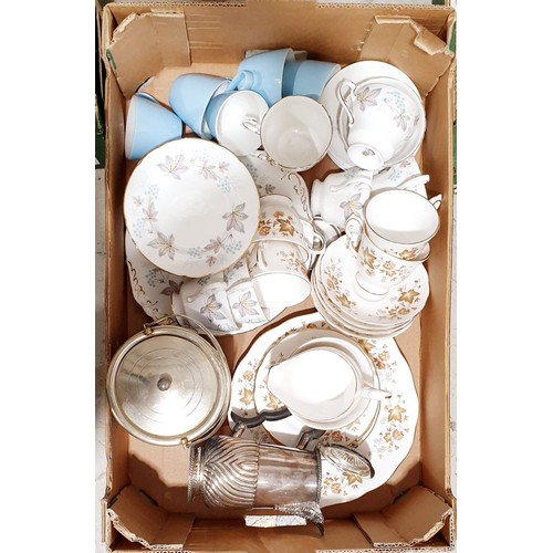 144 - A box of tea wares and assorted. No shipping. Arrange collection or your own packer and shipper, ple... 