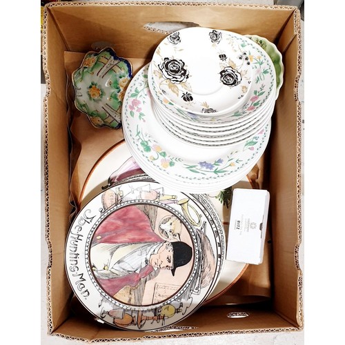 146 - A box of ceramics including Royal Doulton collector's plates. No shipping. Arrange collection or you... 