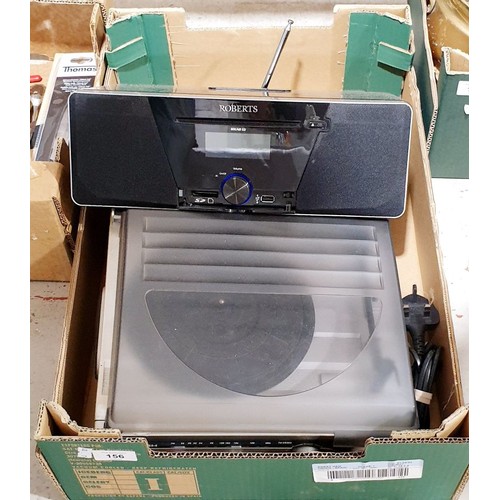 156 - A box including a Robert's radio and CD Player. No shipping. Arrange collection or your own packer a... 