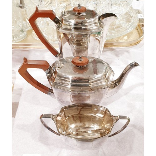 161 - A three piece silver plate tea set. UK shipping £14.