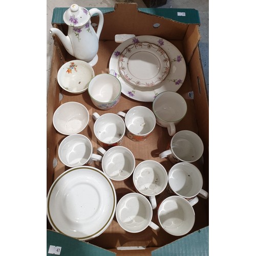 219 - A box of ceramics including a Royal Doulton coffee pot. No shipping. Arrange collection or your own ... 