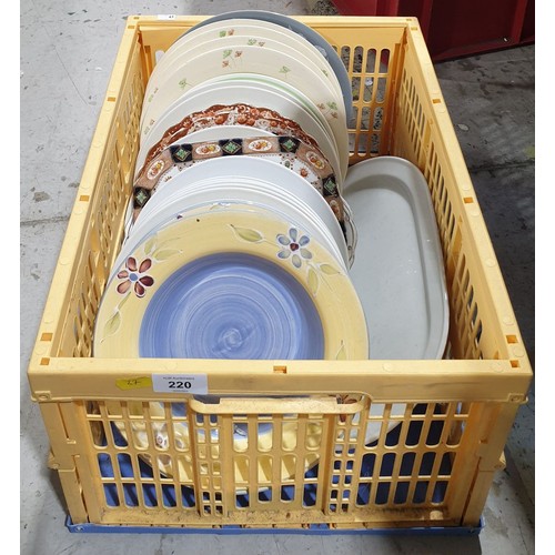 220 - A box of plates. No shipping. Arrange collection or your own packer and shipper, please. Electricals... 