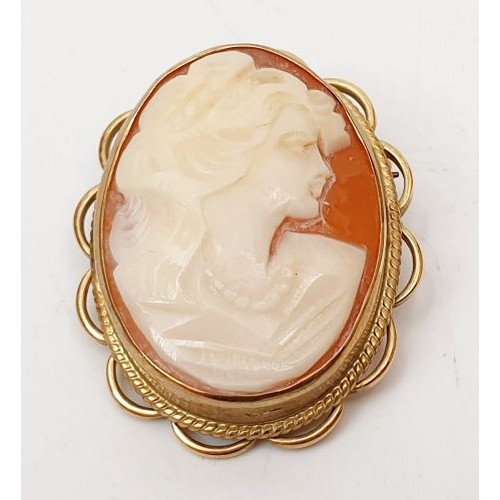 12 - A cameo in a hallmarked 9ct gold mount, length 1.5