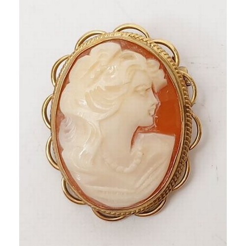 12 - A cameo in a hallmarked 9ct gold mount, length 1.5