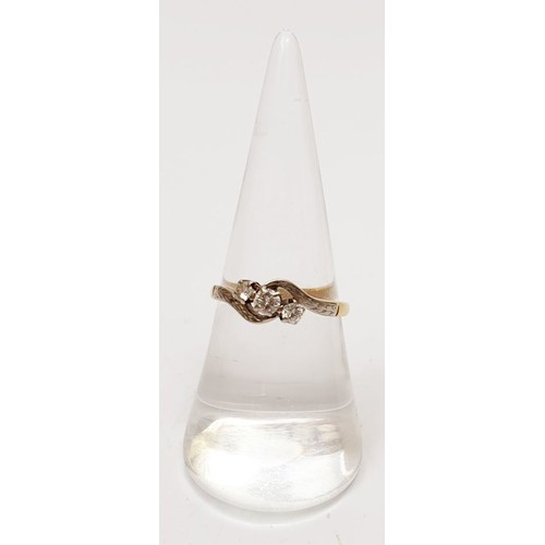 6 - An 18ct gold three diamond ring, size N, gross weight 2.4g. UK shipping £14.