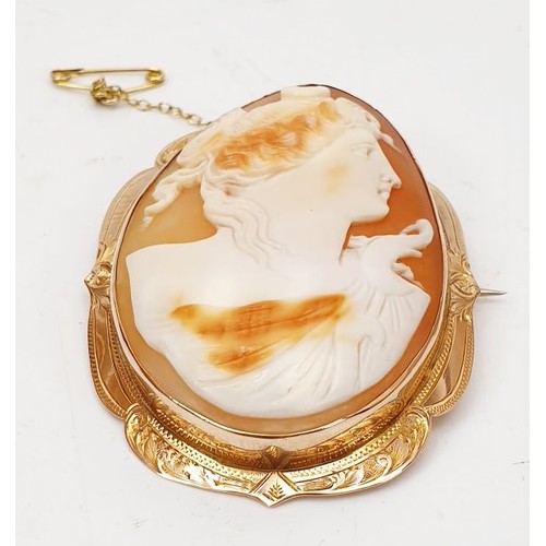 26 - A 1920s shell cameo in a 9ct rose gold mount, length 2.25