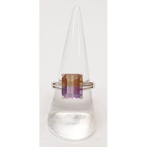 30 - A 925 silver ring set with ametrine, size P/Q. UK shipping £14.