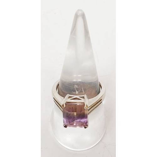 30 - A 925 silver ring set with ametrine, size P/Q. UK shipping £14.